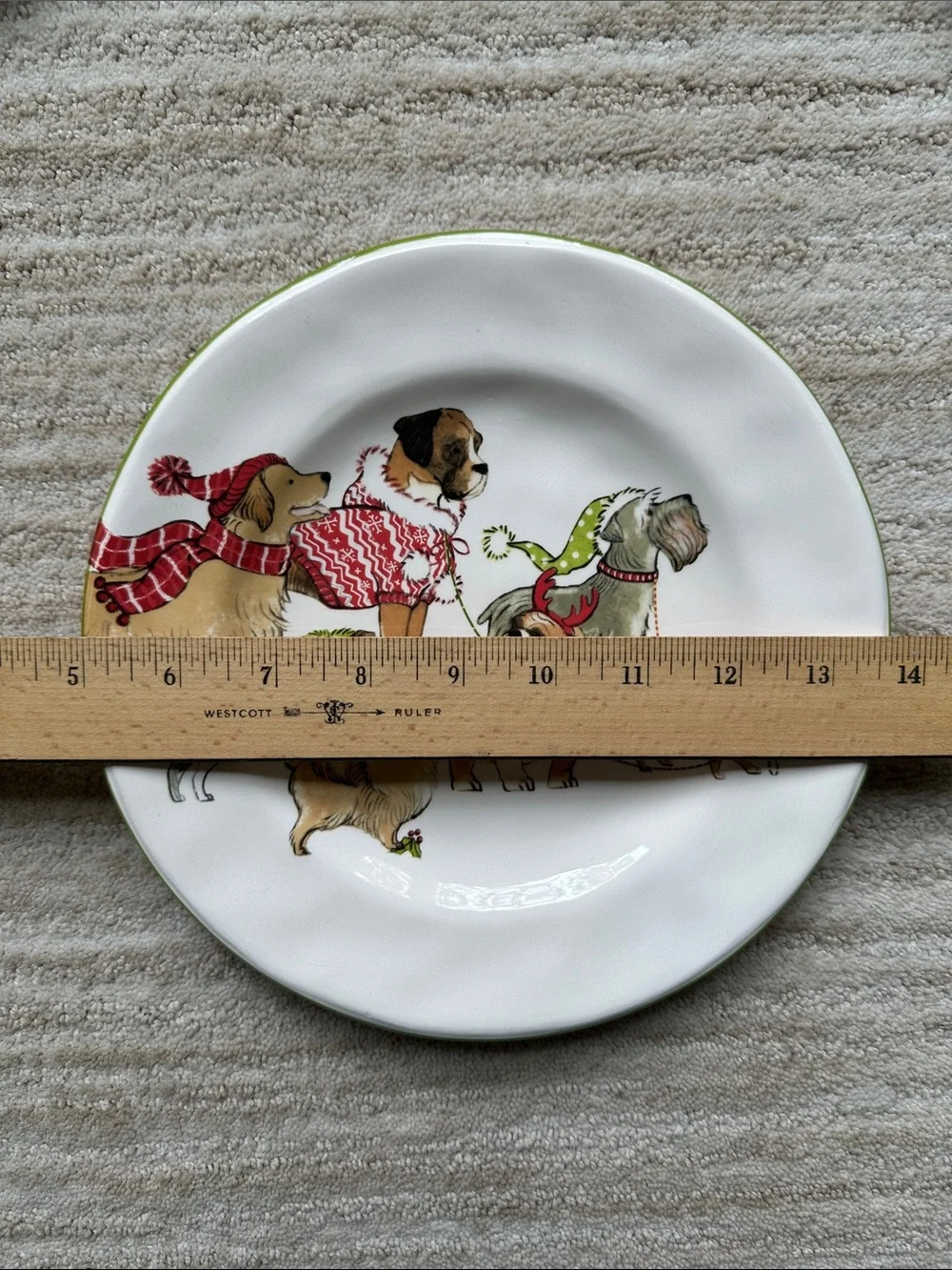 Set of 4 PIER 1 Park Avenue Holiday Puppies Salad Plates Ironstone 8 3/4”